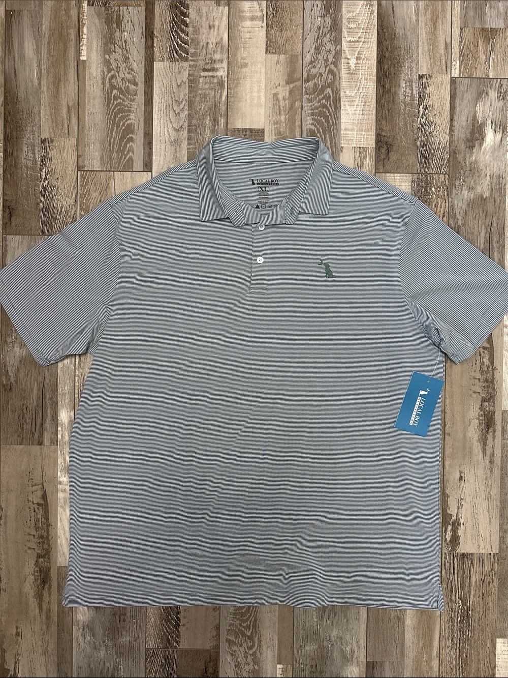 Local Boy Outfitters Men's Light Green and White Driftwood Polo.NWT!